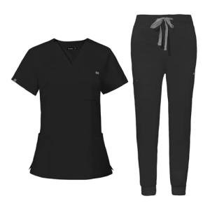 Women’s V-Neck Scrub Top & Yoga Joggers Set