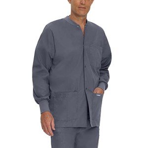 Men's Steel Grey Relaxed Fit Scrub Jacket
