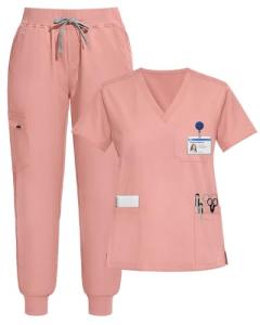 Eipnare Scrubs for Women Set, Stretchy V-Neck Top & Jogger Pants with Multi-Pocket Yoga Waistband, Soft Lightweight Nursing Uniform
