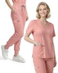 Eipnare Scrubs for Women Set, Stretchy V-Neck Top & Jogger Pants with Multi-Pocket Yoga Waistband, Soft Lightweight Nursing Uniform