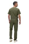 Monarch Uniforms Men's Scrub Set V-Neck Scrub Sets with Nine Large Pockets(Olive,Large)