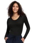 COZYFIT Underscrub Long Sleeve Women - Scrubs Undershirts for Nurse with Soft Fabric, Crew Neck Tee, Black, S