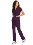 COZYFIT Scrubs for Women Set Medical Uniform - V-Neck Top & Straight Leg Pants with 9 Pockets, Unisex Workwear COZY SCRUBS, Dark Purple, S