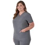 Hanes Womens Healthcare Top, Moisture-Wicking Stretch Shirts, Ribbed Back Panel Medical-Scrubs-Shirts, Ebony Heather, 3X US
