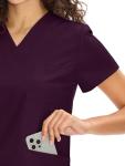 COZYFIT Scrubs for Women Set Medical Uniform - V-Neck Top & Straight Leg Pants with 9 Pockets, Unisex Workwear COZY SCRUBS, Dark Purple, S