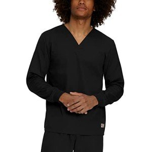 Landau Unisex Long-Sleeve Pocketless Scrub Top - Black