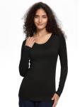 COZYFIT Underscrub Long Sleeve Women - Scrubs Undershirts for Nurse with Soft Fabric, Crew Neck Tee, Black, S