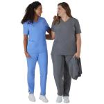 Hanes Womens Healthcare Top, Moisture-Wicking Stretch Shirts, Ribbed Back Panel Medical-Scrubs-Shirts, Ebony Heather, 3X US