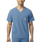 Carhartt Mens Micro Ripstop Chest Pocket Top Medical Scrubs Shirt, Azure Blue, Medium US