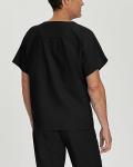 Landau Unisex V-Neck Scrub Top with Pocket, Black