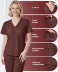Eipnare Scrubs for Women Set, Stretchy V-Neck Top & Jogger Pants with Multi-Pocket Yoga Waistband