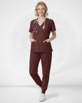 Eipnare Scrubs for Women Set, Stretchy V-Neck Top & Jogger Pants with Multi-Pocket Yoga Waistband