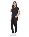 Natural Uniforms Womens Essential Cool Stretch Jogger Scrub Set (Black, Large)
