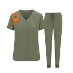 M&M SCRUBS Women's Essential Jogger Scrub Set Nursing Uniform Clearance Cool Stretch Scrub Top and Pant Workwear (Olive, Medium)