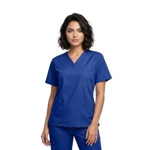 Unisex 3 Pocket Scrub Top in True Navy