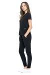 Dagacci Medical Uniform Women and Men Unisex 4-Way Stretch Jogger Scrub Set, Black, L