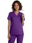 Eadflie Scrubs for Women Medical Scrubs Set - V-Neck Top & Jogger Pants with 5 Pockets, Soft Stretch Woven fabric,Side splits - (Purple/L)