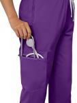 Eadflie Scrubs for Women Medical Scrubs Set - V-Neck Top & Jogger Pants with 5 Pockets, Soft Stretch Woven fabric,Side splits - (Purple/L)