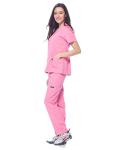 Dagacci Medical Uniform Womens Medical Scrub Set Shirt Top and Pant, Rose_Pink, Large,