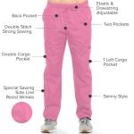 Dagacci Medical Uniform Womens Medical Scrub Set Shirt Top and Pant, Rose_Pink, Large,