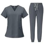 Scrubs Set Multiple Pockets V-Neck Top and Drawstring Scrub Pant - Medical Uniform Women Scrub Set