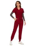 COZYFIT Scrubs for Women Set - Stretch V-Neck Scrub Top & Jogger Pant with 8 Pockets, Yoga Waistband, Anti Wrinkle, Slim Fit Women Scrubs