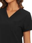 floralhue Scrubs for Women, Women's Medical Scrub Sets, V-Neck Scrubs Top & Cargo Pants with 12 Pockets, Black, M