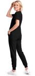 Eadflie Scrubs for Women Set - 8-Pocket V-Neck Scrub Uniform, Stretch Jogger Pants, Medical Workwear for Nurses, Pet Care (Black/M)