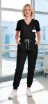 Eadflie Scrubs for Women Set - 8-Pocket V-Neck Scrub Uniform, Stretch Jogger Pants, Medical Workwear for Nurses, Pet Care (Black/M)