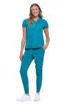 Natural Uniforms Womens 10 Pocket Cool Stretch Jogger Scrub Set (Teal, Large)