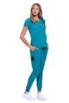 Natural Uniforms Womens 10 Pocket Cool Stretch Jogger Scrub Set (Teal, Large)