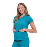 Natural Uniforms Womens 10 Pocket Cool Stretch Jogger Scrub Set (Teal, Large)