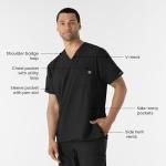 Men's Wink W123 V-Neck Scrub Top - Black