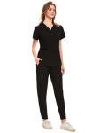 CozyFit Women's Scrubs Set with 8 Pockets - Black