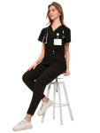 CozyFit Women's Scrubs Set with 8 Pockets - Black