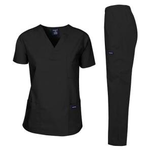 Unisex Black Medical Scrub Set - Short Sleeve