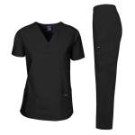 Unisex Black Medical Scrub Set - Short Sleeve