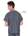 Unisex V-Neck Scrub Top with Pocket - Steel Grey