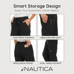 Nautica Scrub Pants for Women, Breathable Drawstring Jogger Scrubs for Women, 5 Pocket Stretch Soft Scrub Bottoms for Woman Black