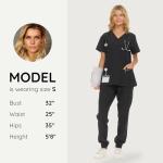 Nautica Scrub Pants for Women, Breathable Drawstring Jogger Scrubs for Women, 5 Pocket Stretch Soft Scrub Bottoms for Woman Black