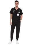 Men's COZYFIT Black Scrubs Set - V-Neck & Joggers