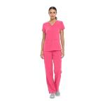 Natural Uniforms Women's Cool Stretch V-Neck Top and Cargo Pant Set (Hot Pink, Small-Petite)