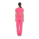 Natural Uniforms Women's Cool Stretch V-Neck Top and Cargo Pant Set (Hot Pink, Small-Petite)