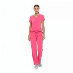 Natural Uniforms Women's Cool Stretch V-Neck Top and Cargo Pant Set (Hot Pink, Small-Petite)
