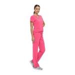 Natural Uniforms Women's Cool Stretch V-Neck Top and Cargo Pant Set (Hot Pink, Small-Petite)