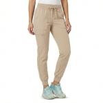 MediChic Medical Nursing Ribbed Scrub Joggers for Women - Stretch Jogger Scrub Knit Waist Bottoms with 6 Pockets, Easy Care Khaki