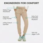 MediChic Medical Nursing Ribbed Scrub Joggers for Women - Stretch Jogger Scrub Knit Waist Bottoms with 6 Pockets, Easy Care Khaki