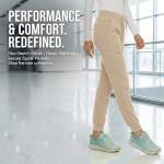 MediChic Medical Nursing Ribbed Scrub Joggers for Women - Stretch Jogger Scrub Knit Waist Bottoms with 6 Pockets, Easy Care Khaki