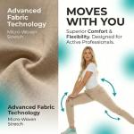 MediChic Medical Nursing Ribbed Scrub Joggers for Women - Stretch Jogger Scrub Knit Waist Bottoms with 6 Pockets, Easy Care Khaki