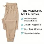 MediChic Medical Nursing Ribbed Scrub Joggers for Women - Stretch Jogger Scrub Knit Waist Bottoms with 6 Pockets, Easy Care Khaki